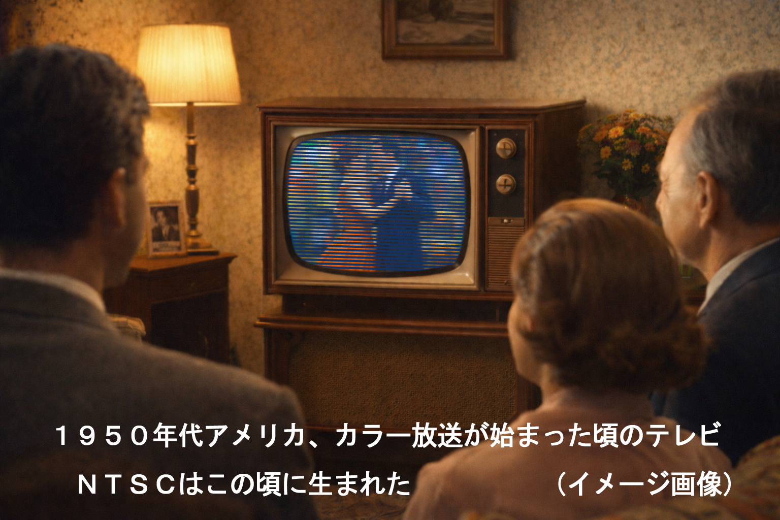 1950年代のカラーテレビ放送の様子