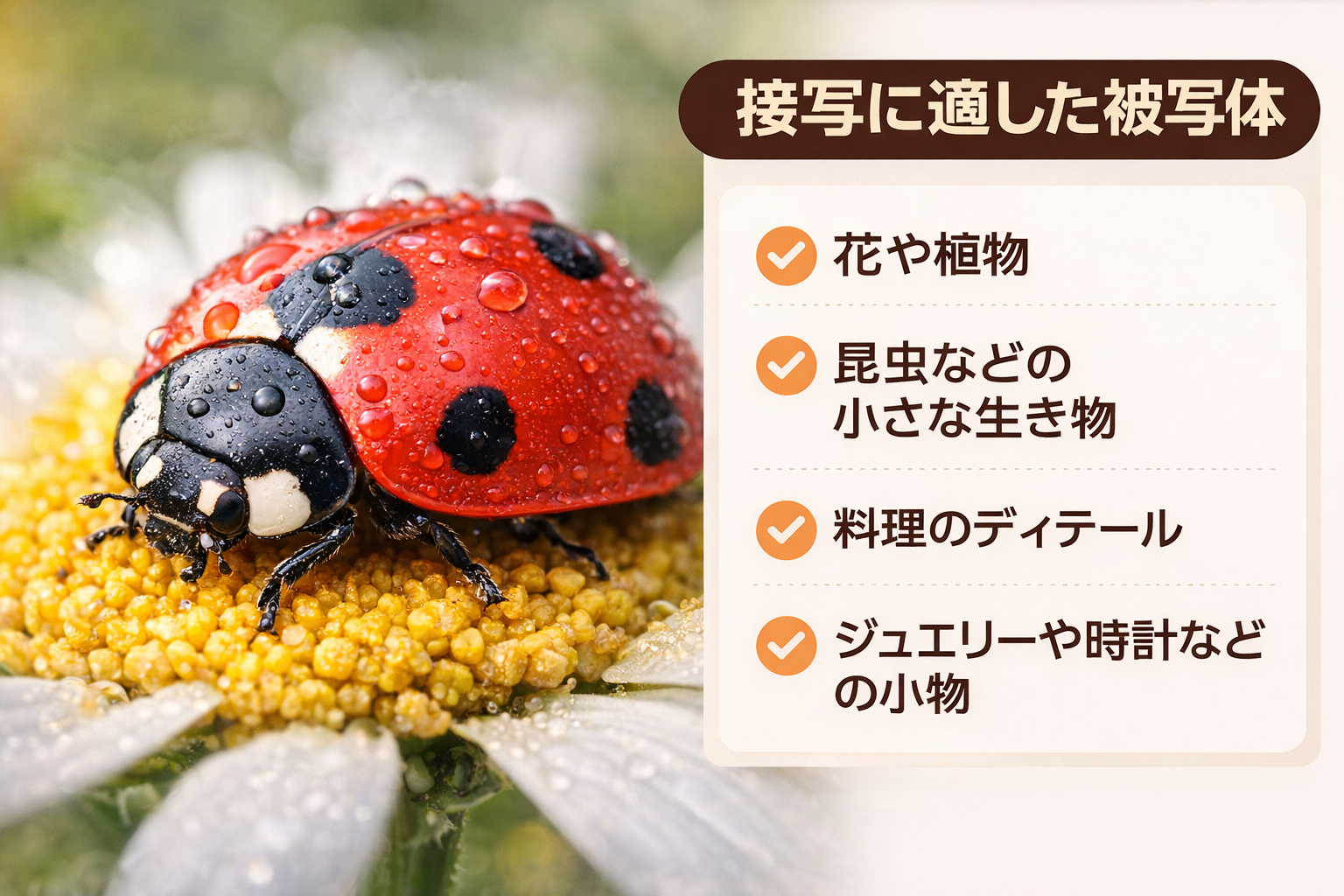 昆虫の接写写真:複眼や体の細部まで鮮明に写した接写の例